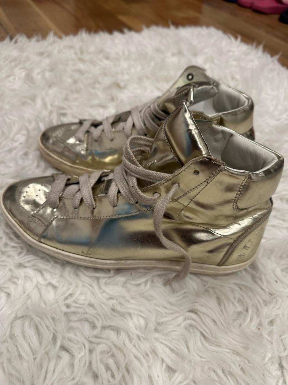 Burberry Metallic Gold High-Top Women's Sneakers - Picture 8 of 9